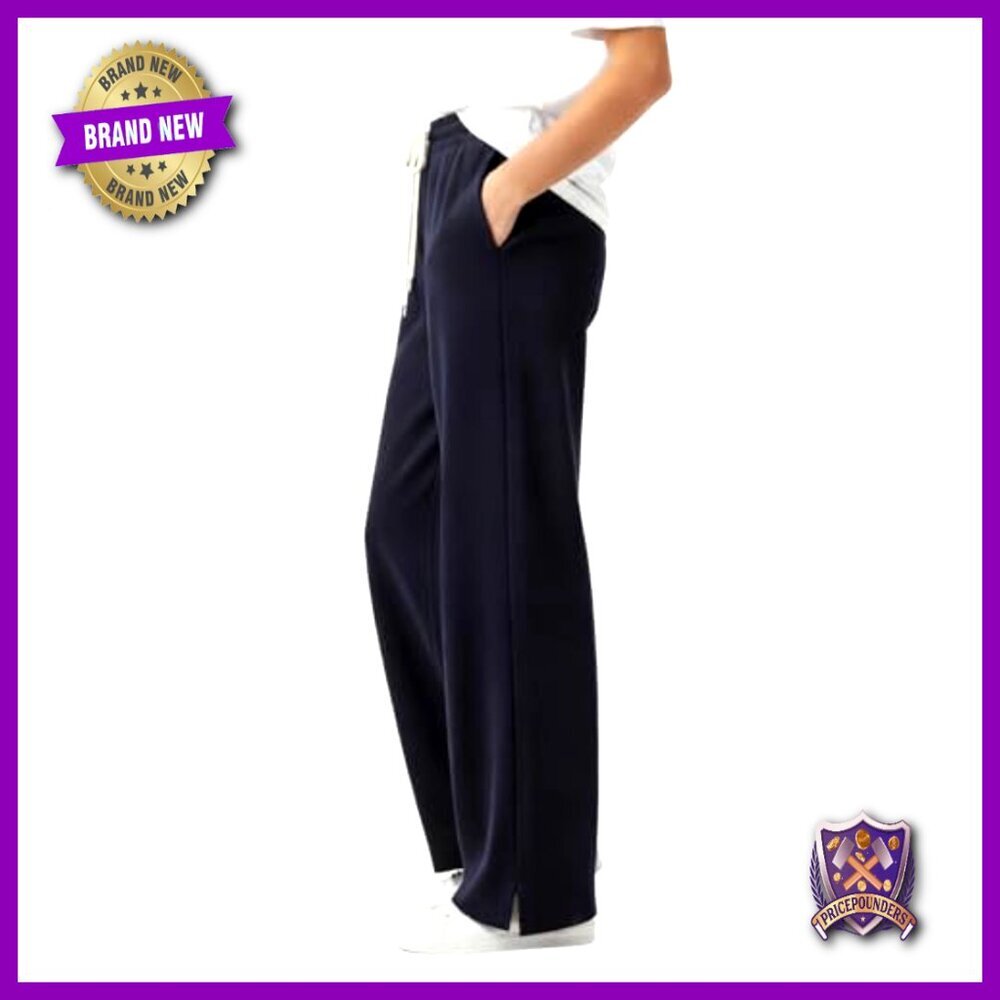 Wide-Leg Sweatpants High-Waist Side Slits Comfortable Active Pants - Picture 2 of 7